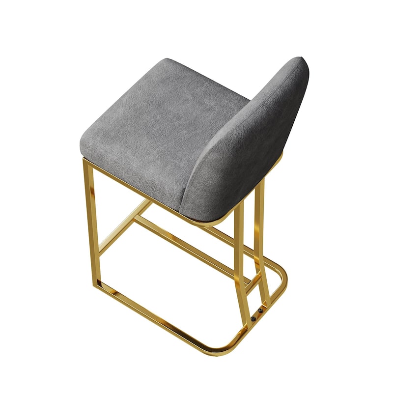 Bar Chairs Set of 2, Cushioned Bar Chairs with Metal Legs and Backrest