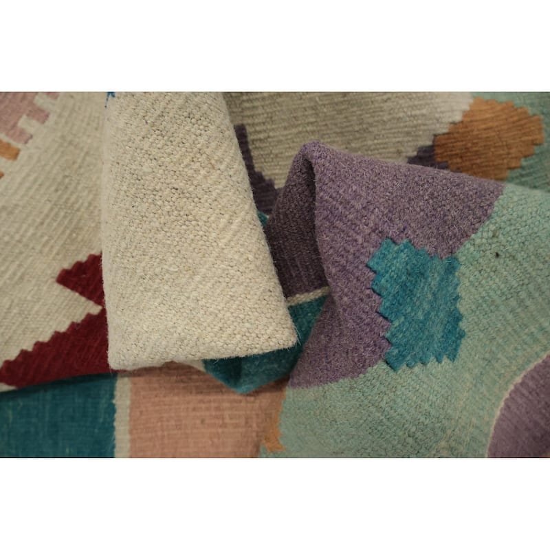 Hand Woven Oriental 100% Wool Carpet Southwestern Tribal Multi-Colored Kilim Area Rug - 11' 6'' X 8' 2''