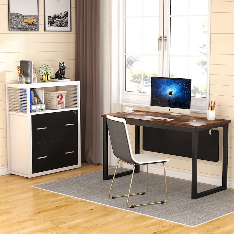 2-Drawer Lateral File Cabinets Legal Size, Large Filing Cabinet with Lock, Printer Stand