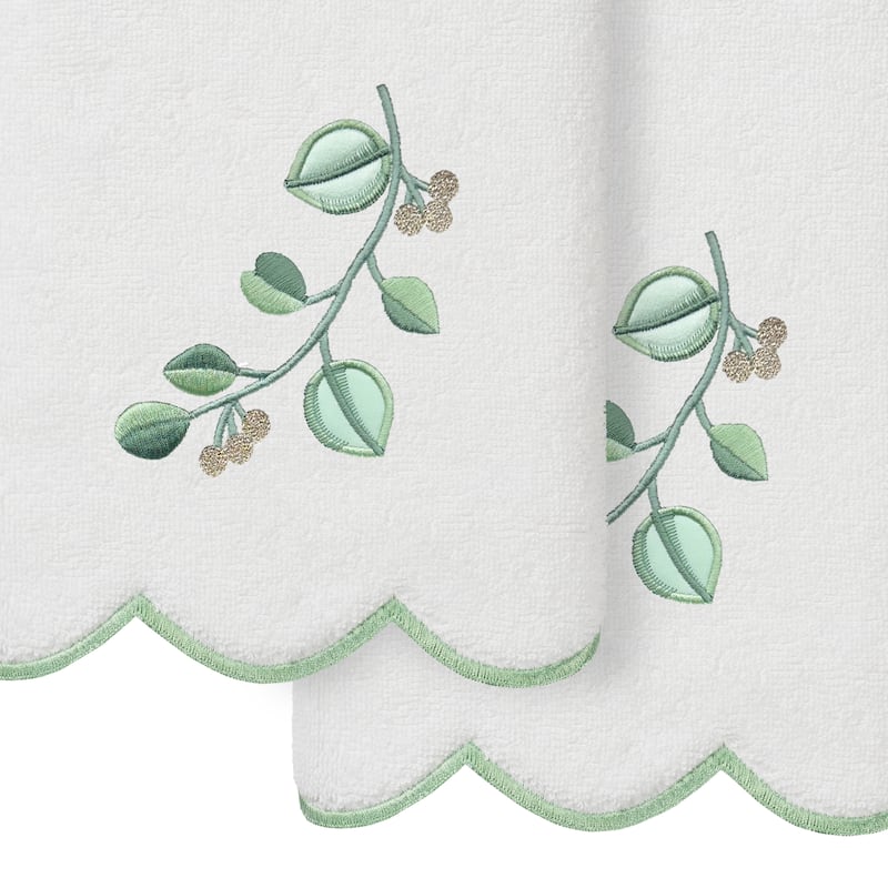 Authentic Hotel and Spa 100% Turkish Cotton WILD BRANCH Scallop Embellished Towel Collection
