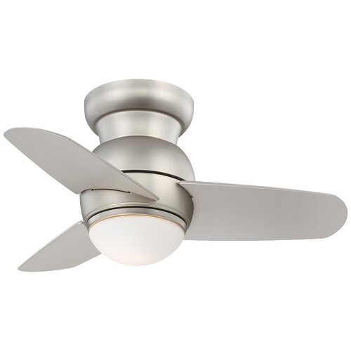 MinkaAire Spacesaver 3 Blade 26" Flush Mount Ceiling Fan with Blades and Integrated Halogen Light Included