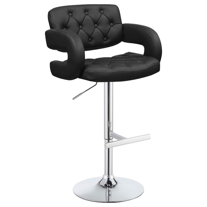 Brandi Adjustable Height Upholstered Tufted Bar Stool - Black