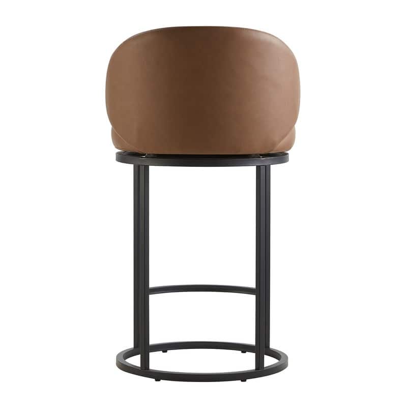 Spruce & Spring Chloe Upholstered Swivel Counter Bar Stool with Metal Frame and Arched Back