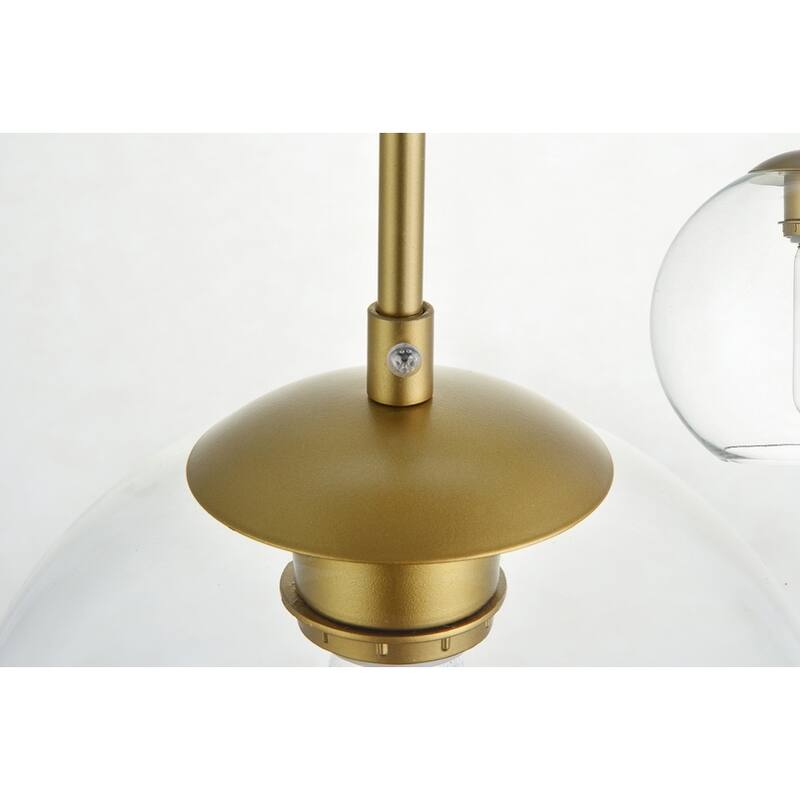 Clear Spherical Glass/ Metal 3-Light 36-inch Pendant