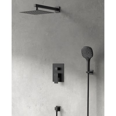GRANDJOY 10 Inch Rainfall Shower System Pressure Balanced Shower Head with 3-Function Handheld Spray