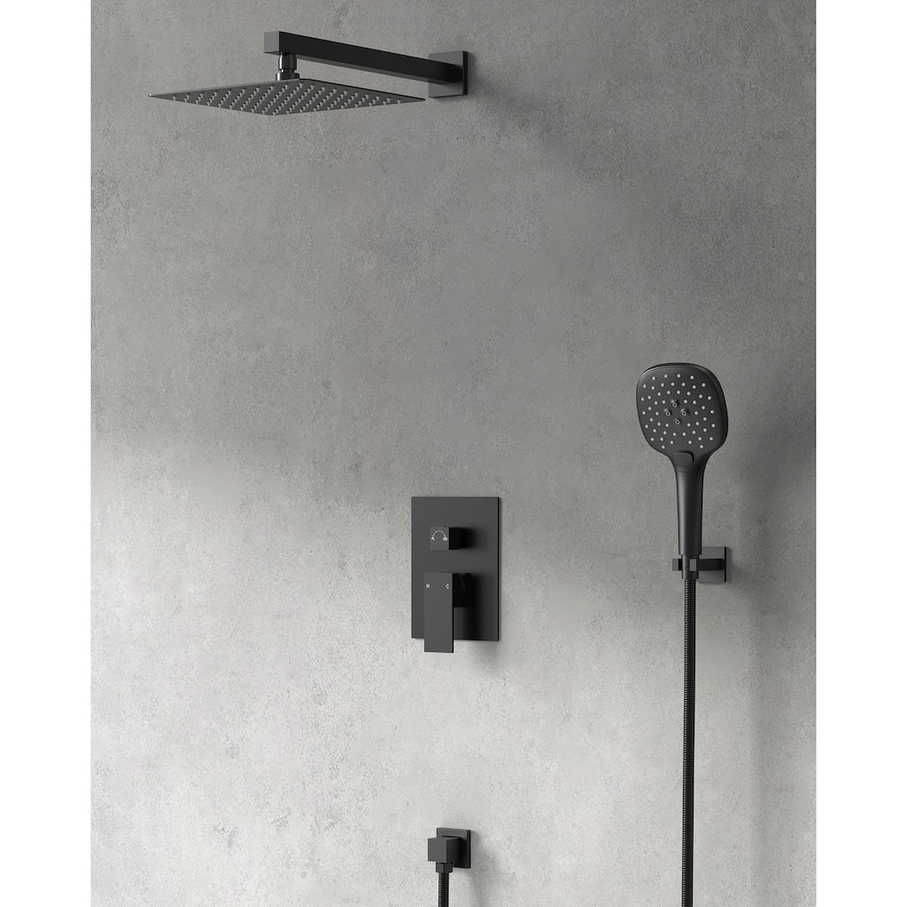 GRANDJOY 10 Inch Rainfall Shower System Pressure Balanced Shower Head with 3-Function Handheld Spray