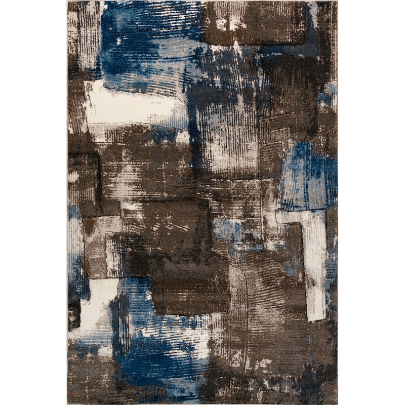 Rhodes Collection Abstract Area Rug - 5'2'' x 7'5'' - Blue/Brown