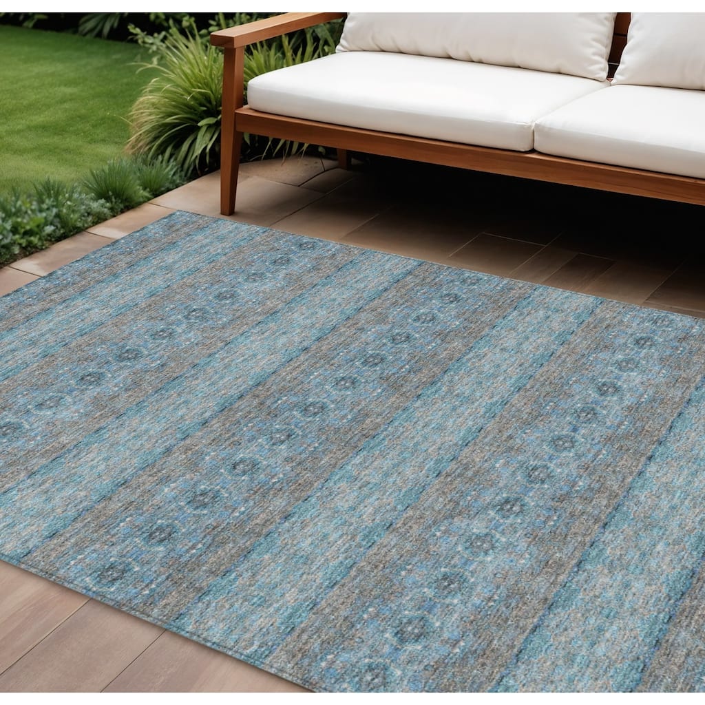 HomeRoots Floral Medallion Transitional Rectangle Outdoor Rug