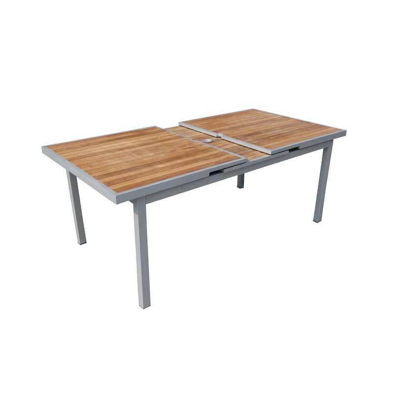Messina Light Gray 7-Piece Aluminum Outdoor Dining Set with Sling Set in Castaway - N/A