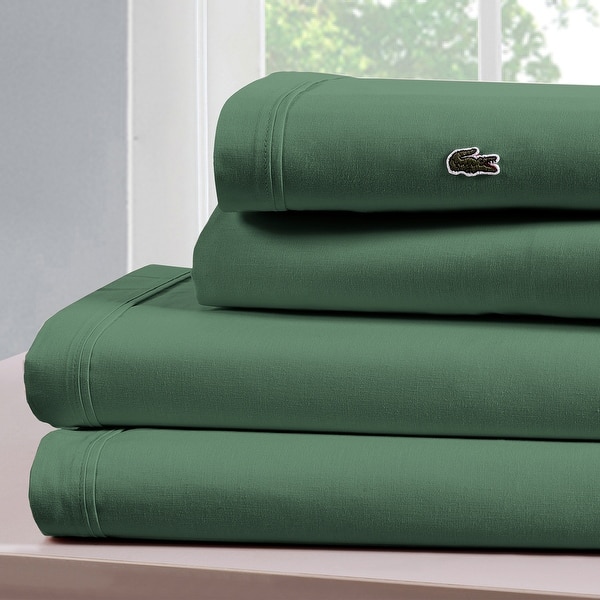 Lacoste Percale Solid Sheet Set OR Pillowcase On Sale Bed Bath