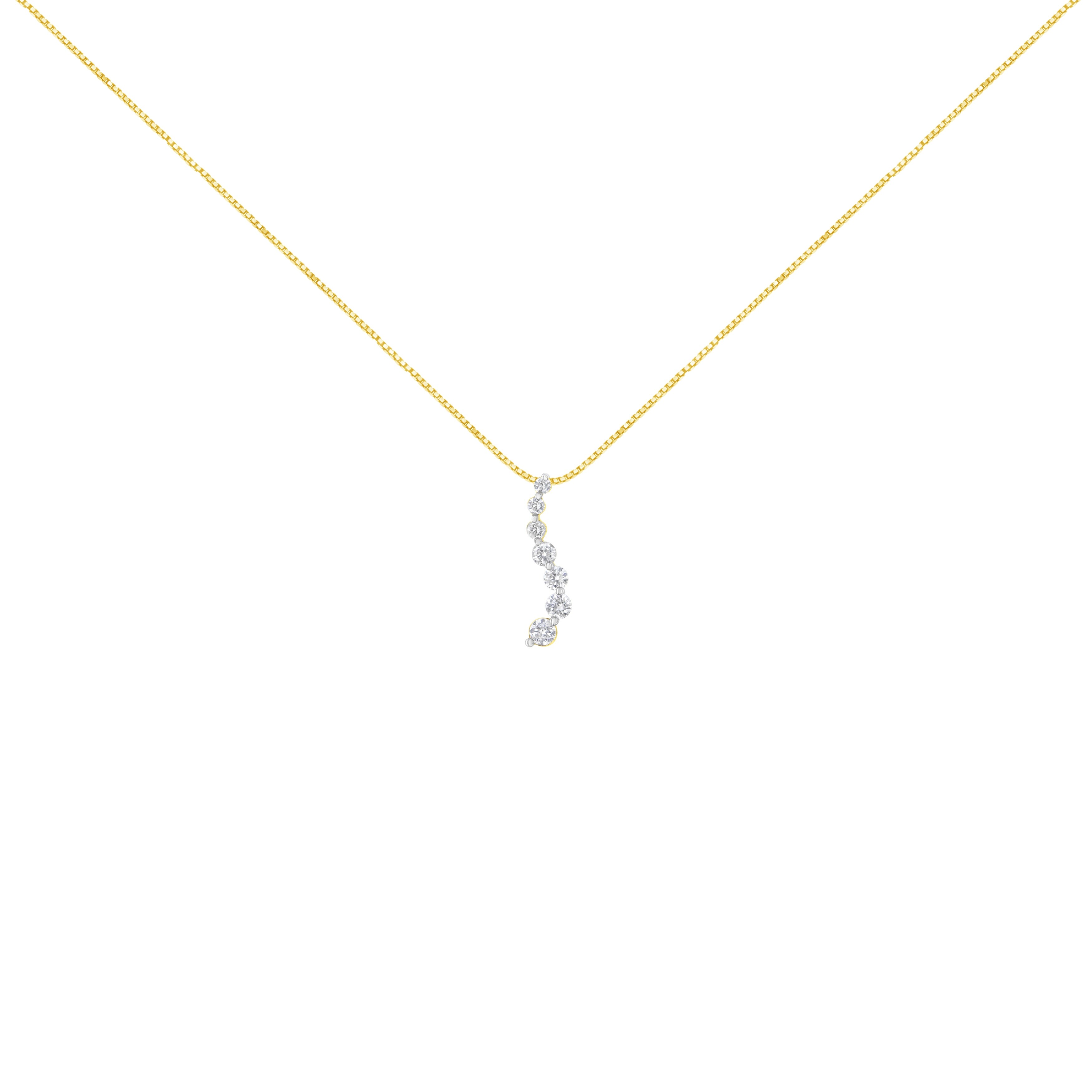 Women's Fine 14k Yellow Gold Sideways Pendant Journey Necklace Made in USA Women's Fine 14k Yellow Gold Sideways Pendant Journey Necklace Made in USA