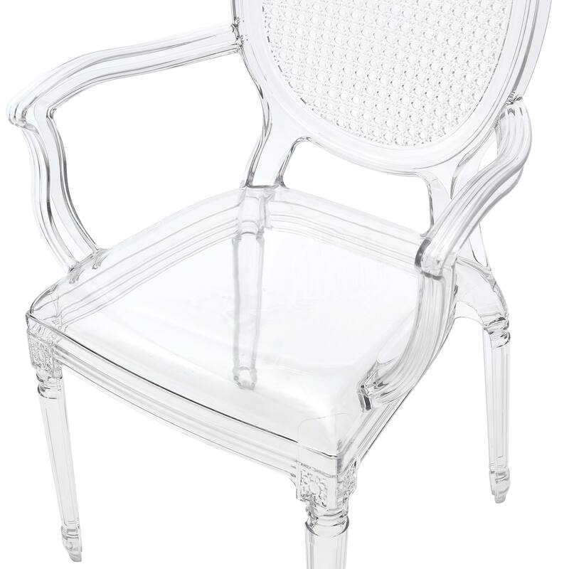 Clear Oval Back Dining Arm Chair (Set of 2)