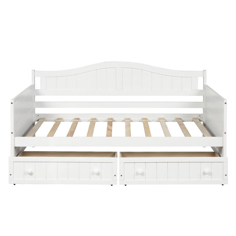 Twin Size Wooden Daybed with Pull-Out Drawers, No Box Spring Needed, White/Gray/Espresso