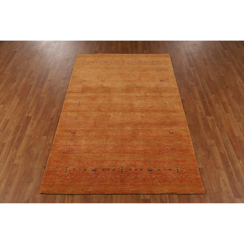 Gabbeh Indian Area Rug Handmade Orange Wool Carpet - 4'11" x 7'7"