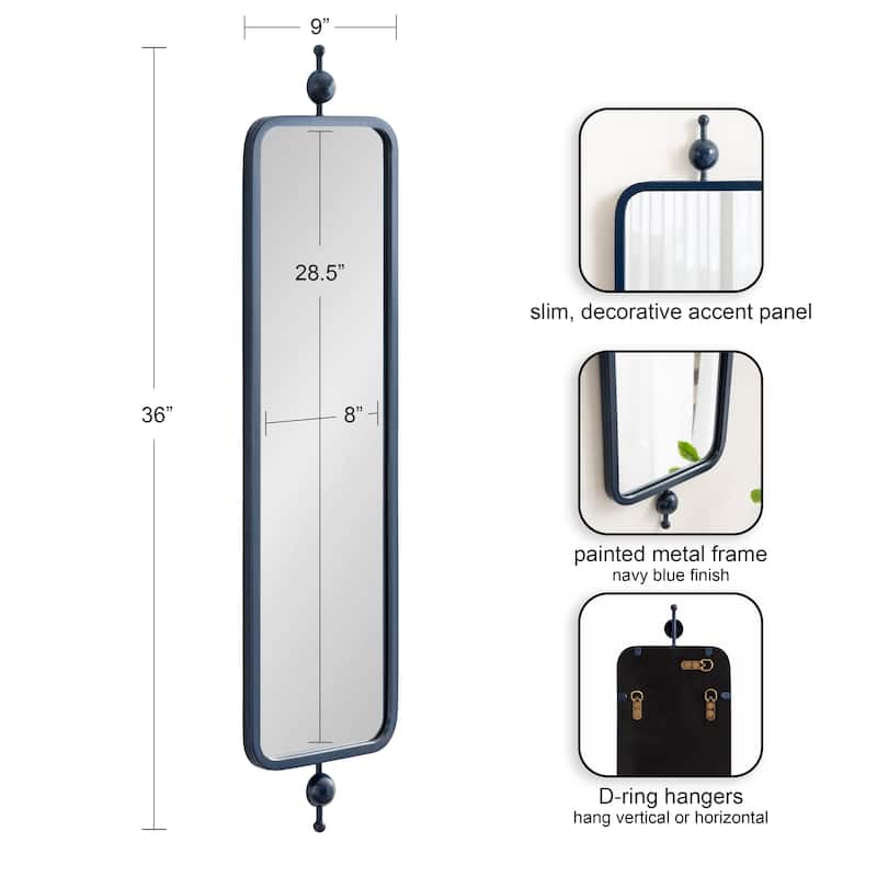Kate and Laurel Kasota Slim Rectangle Mirror Metal