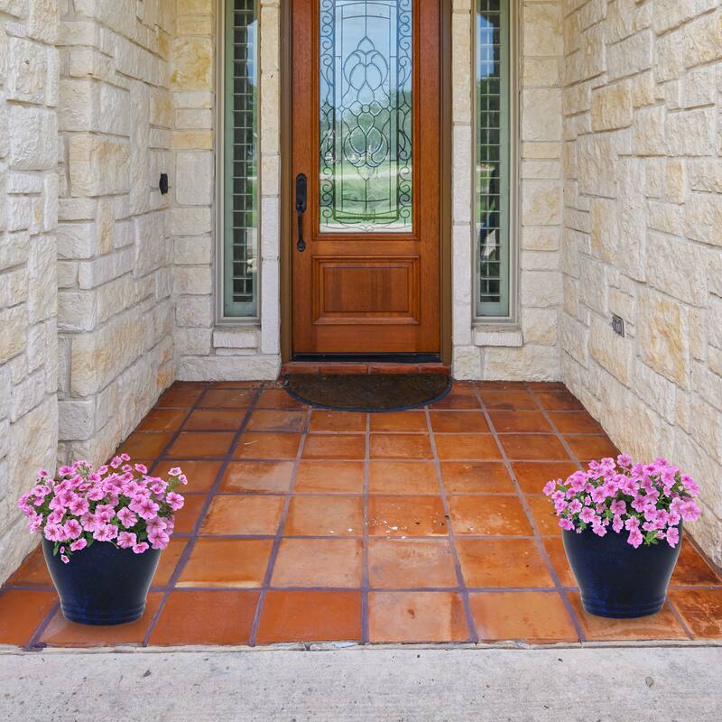 Sunnydaze Glazed Ceramic Planter with Drainage Holes - Set of 2 - 11-Inch