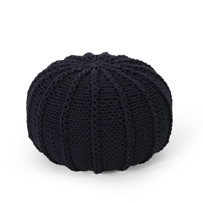 Corisande Knitted Cotton Pouf by Christopher Knight Home
