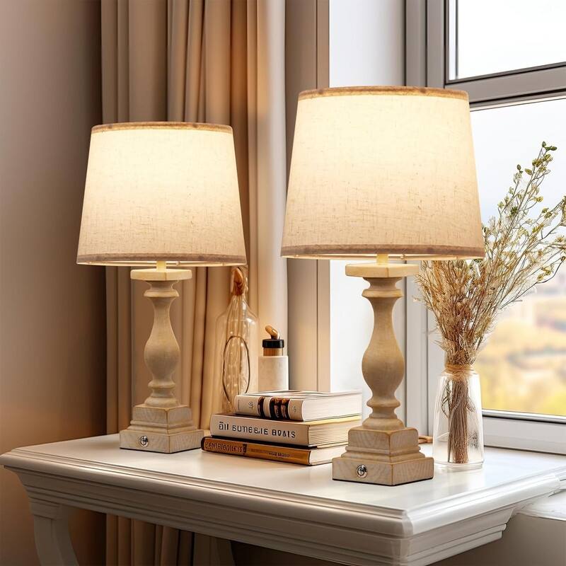 Touch Lamps for Bedroom Set of 2,Bed-Side Table Lamps - Beige-2 packs