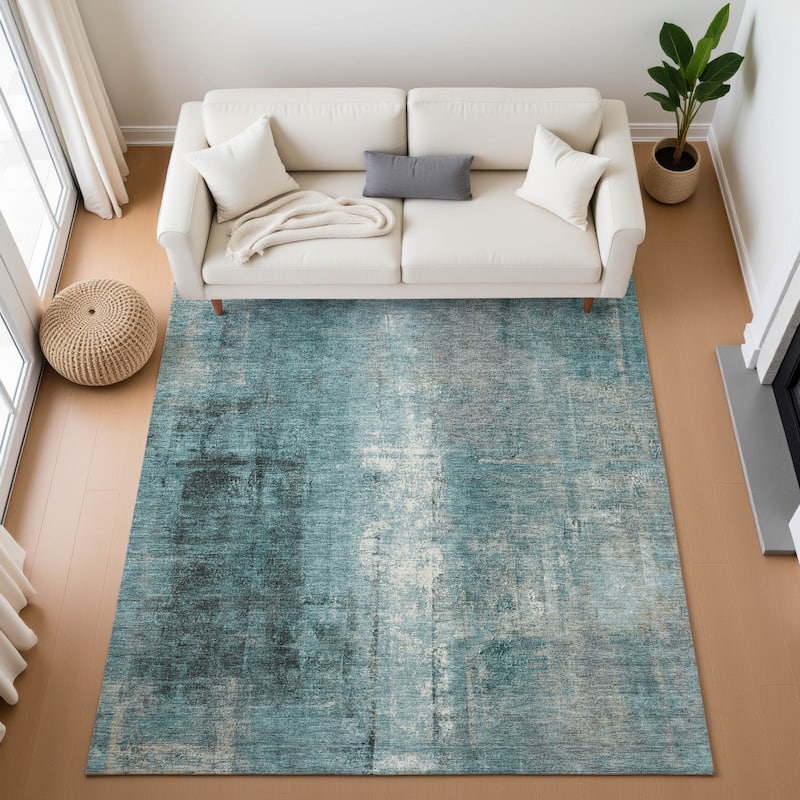 Premium Washable Super Soft Ombre Solid Mayfield Rug - Teal - 10' x 14'