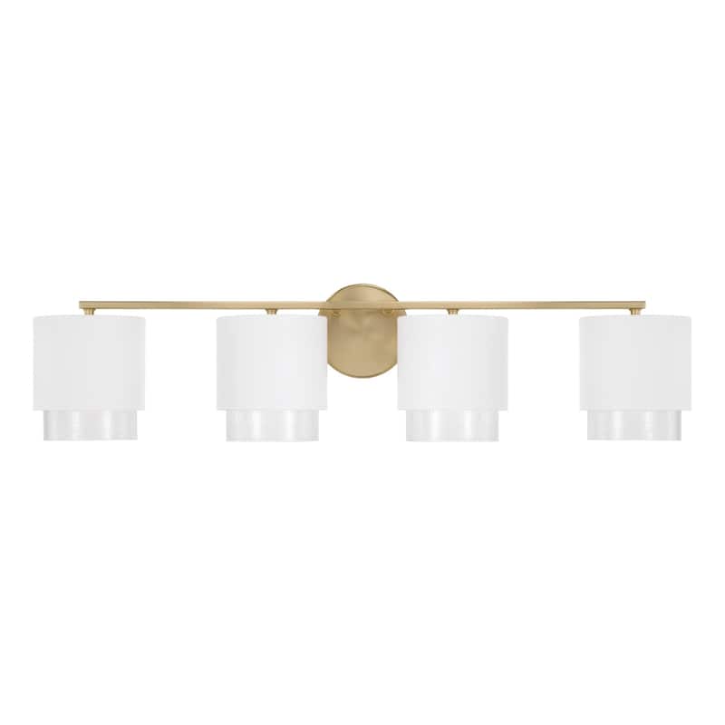 33.50"W x 8.25"H 4-Light Cylindrical Metal Vanity with Seeded Glass - N/A