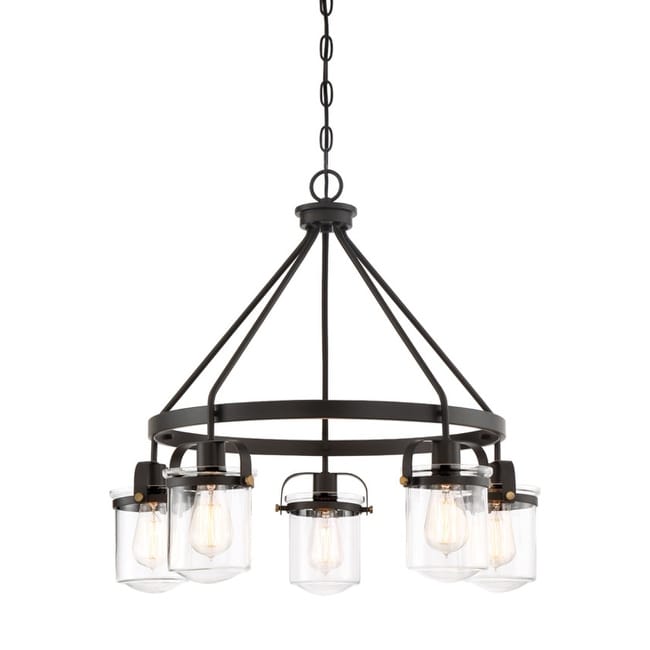 Designers Fountain Jaxon 5 Light 28" Wide Chandelier with Glass Shades