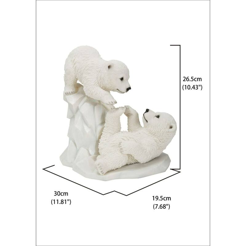 11.75" Playing Polar Bear Cubs Outdoor Garden Statue