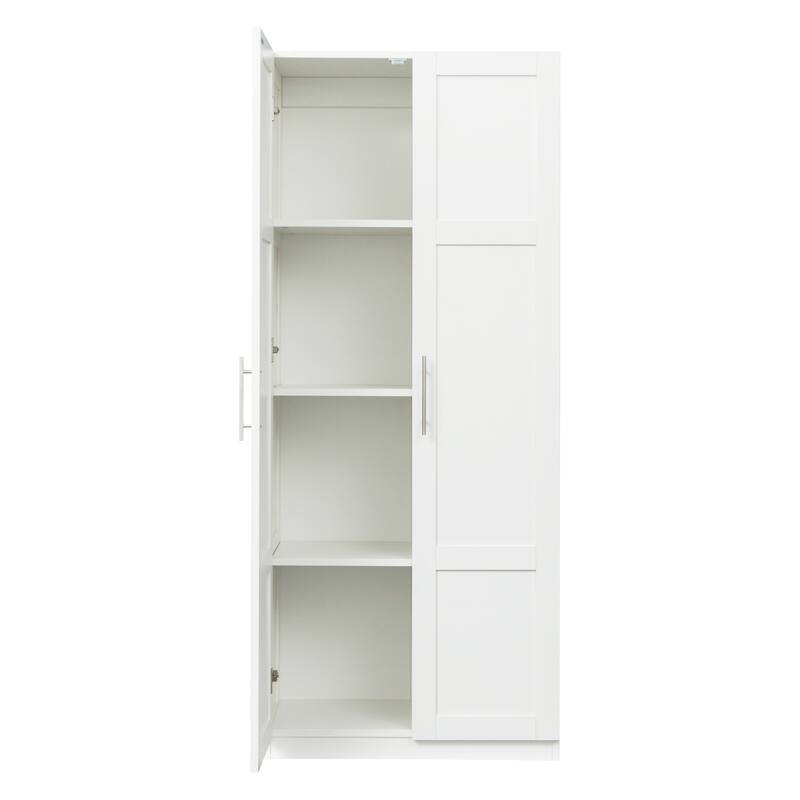 High wardrobe and kitchen cabinet with 2 doors and 3 partitions to separate 4 storage spaces