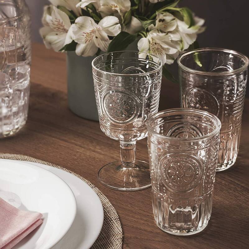 Bormioli Rocco Set of 6 Romantic Glass Victorian Tumblers