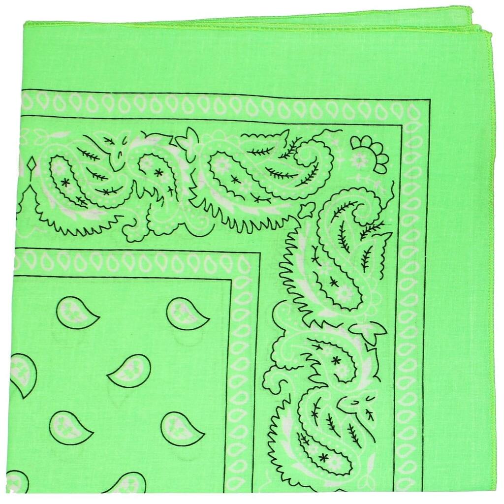 Qraftsy Neon Paisley Bandana 100percent Cotton 22X22 Available In 1 Or 3 Pack