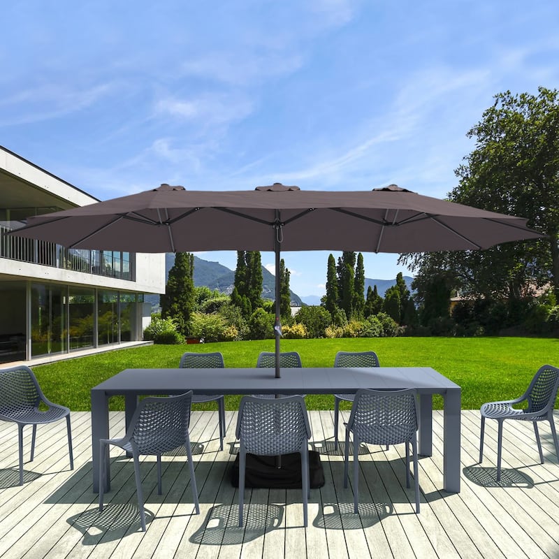 Clihome 15Ft Double-Sided Patio Market Umbrella with Base