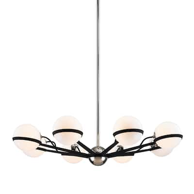 Ace 8-light Carbide Black with Polished Nickel Accents Chandelier