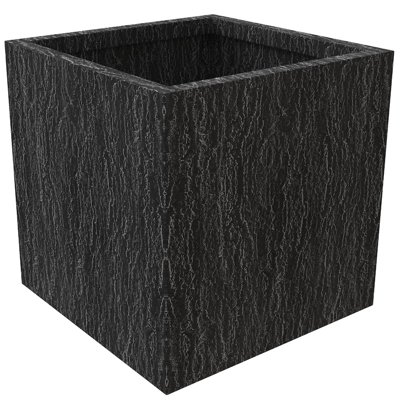 Verdura Modern 3-Piece Square Planter Pot in Fiberstone and Clay with Drainage Holes for Home Garden Office Patio Porch Yard - 22" Height