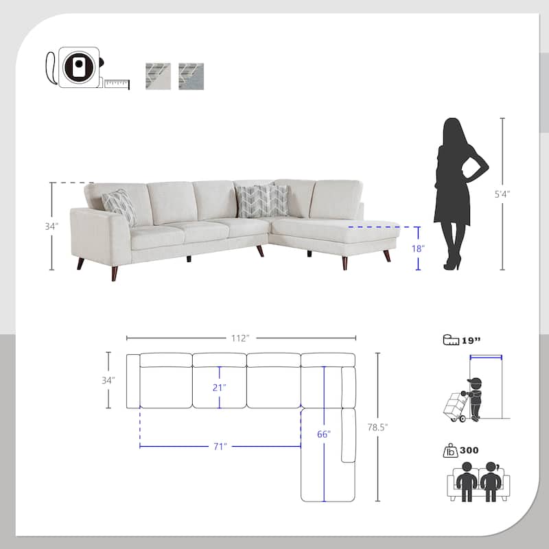Valley Chenille 2-Piece Sectional with Right Chaise