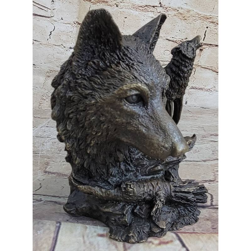 Signed Milo Deco European Wolf Bronze Sculpture Figure Figurine Hot Cast Decor