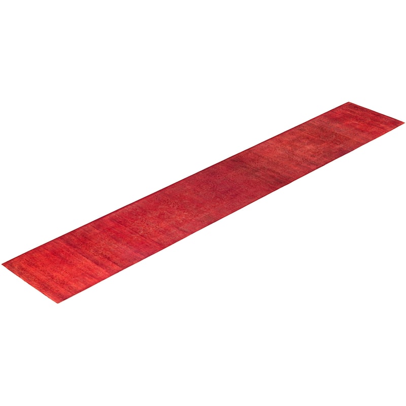 Contemporary Overdyed Wool Hand Knotted Runner - 2' 7" x 15' 9"