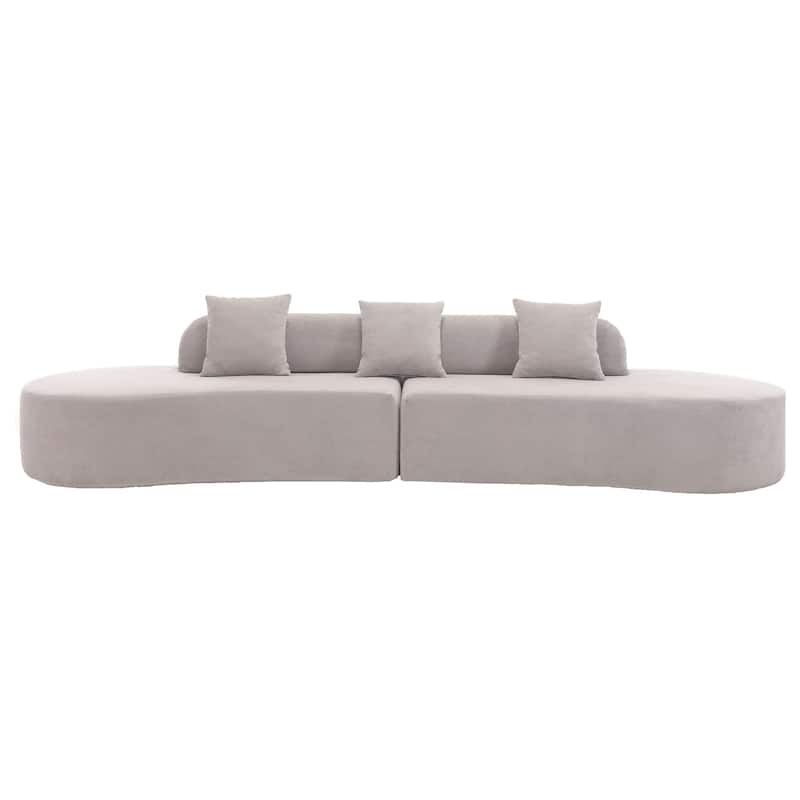 Modern Curved Combination Sofa, Terrycloth Fabric Sofa, Minimalist Sofa