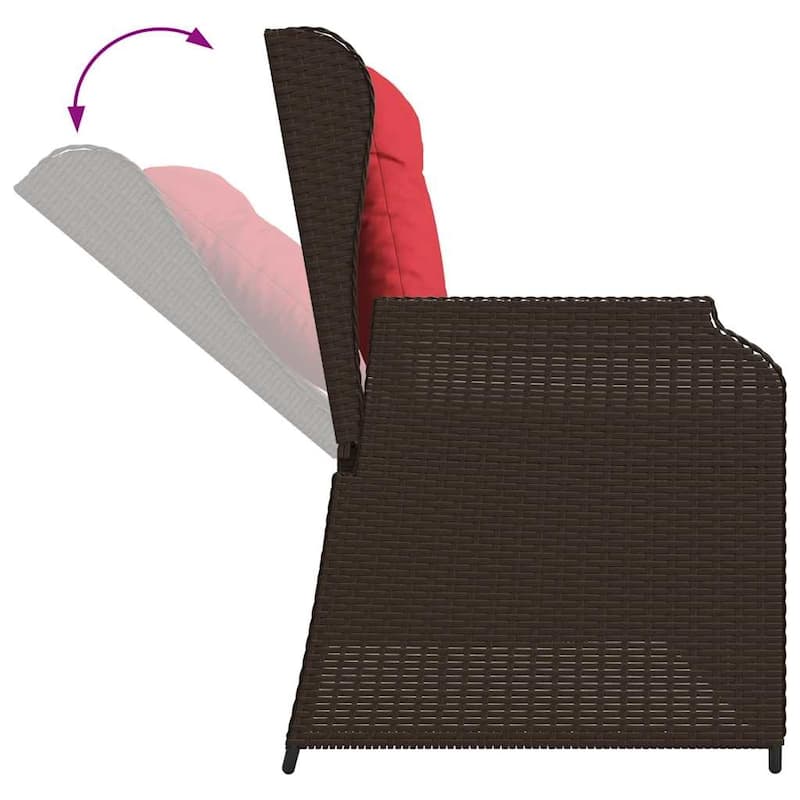vidaXL Garden Bench with Cushion Brown Poly rattan - 26 x 43 x 37