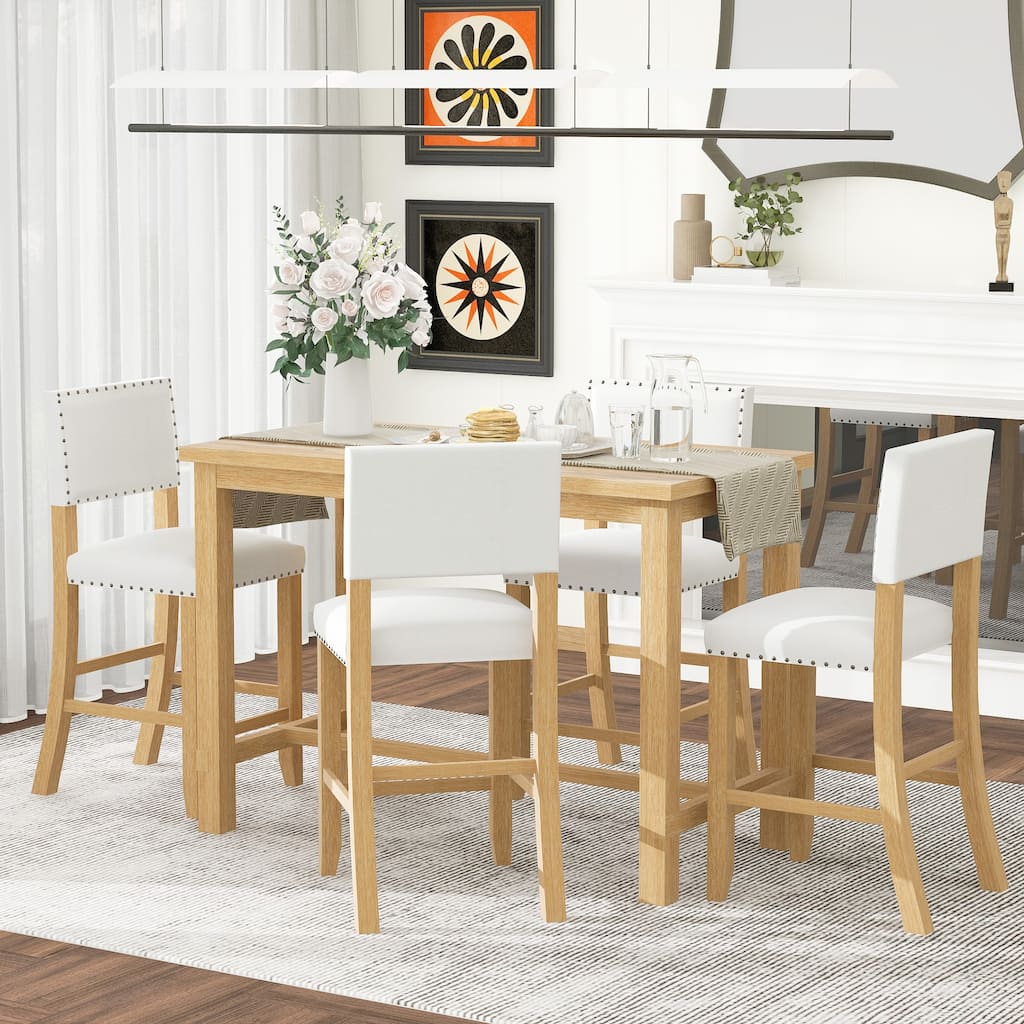 5-Piece Counter Height Dining Table with 4 Chairs