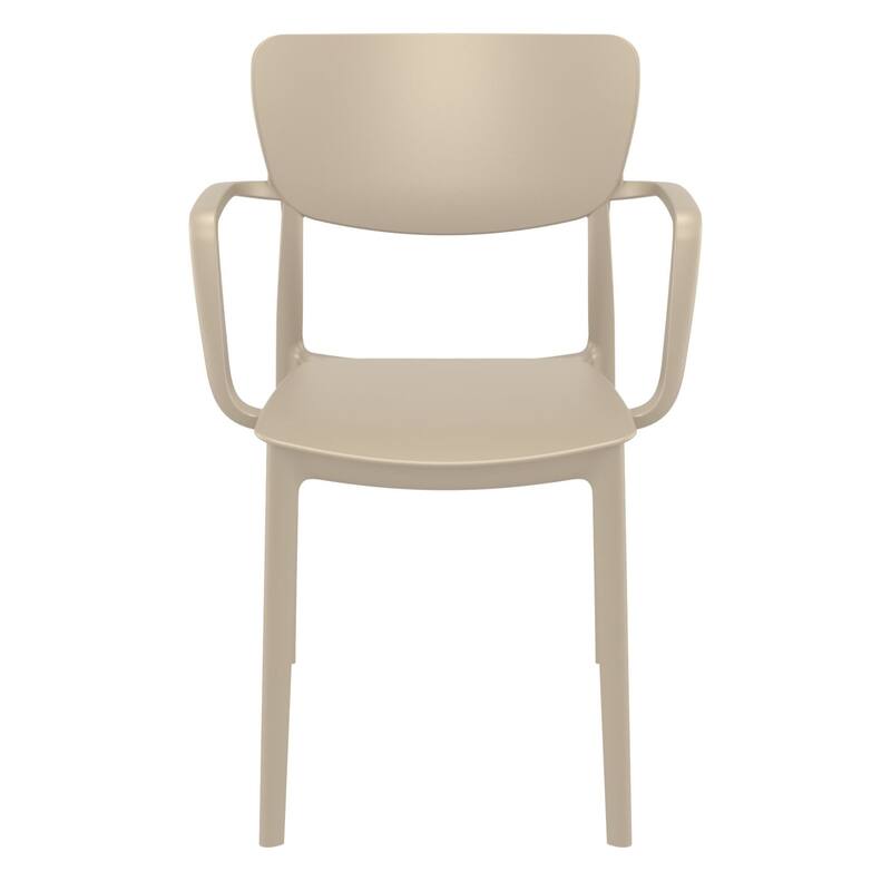 33" Taupe Brown Solid Stackable Patio Dining Arm Chair