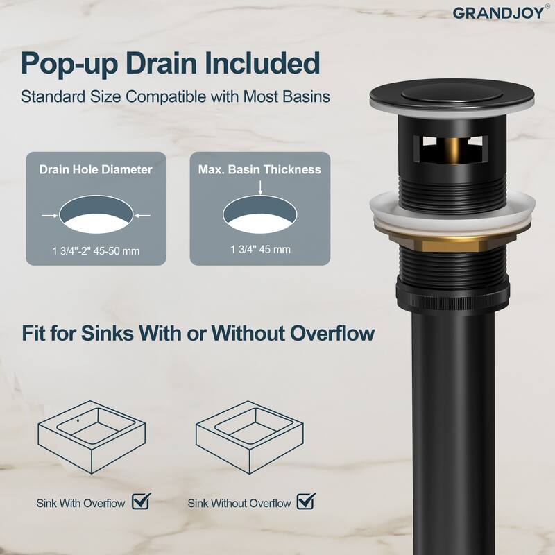 GRANDJOY 2-Handle Wall Mounted Bathroom Faucet