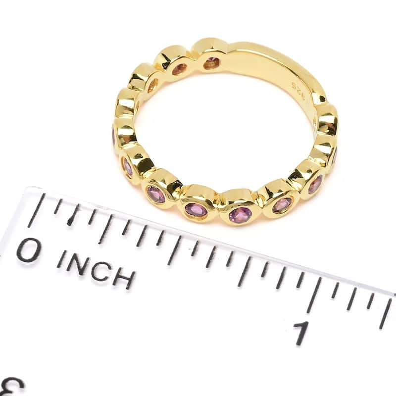 18K Yellow Gold Over Sterling Silver Rhodolite Garnet Ring