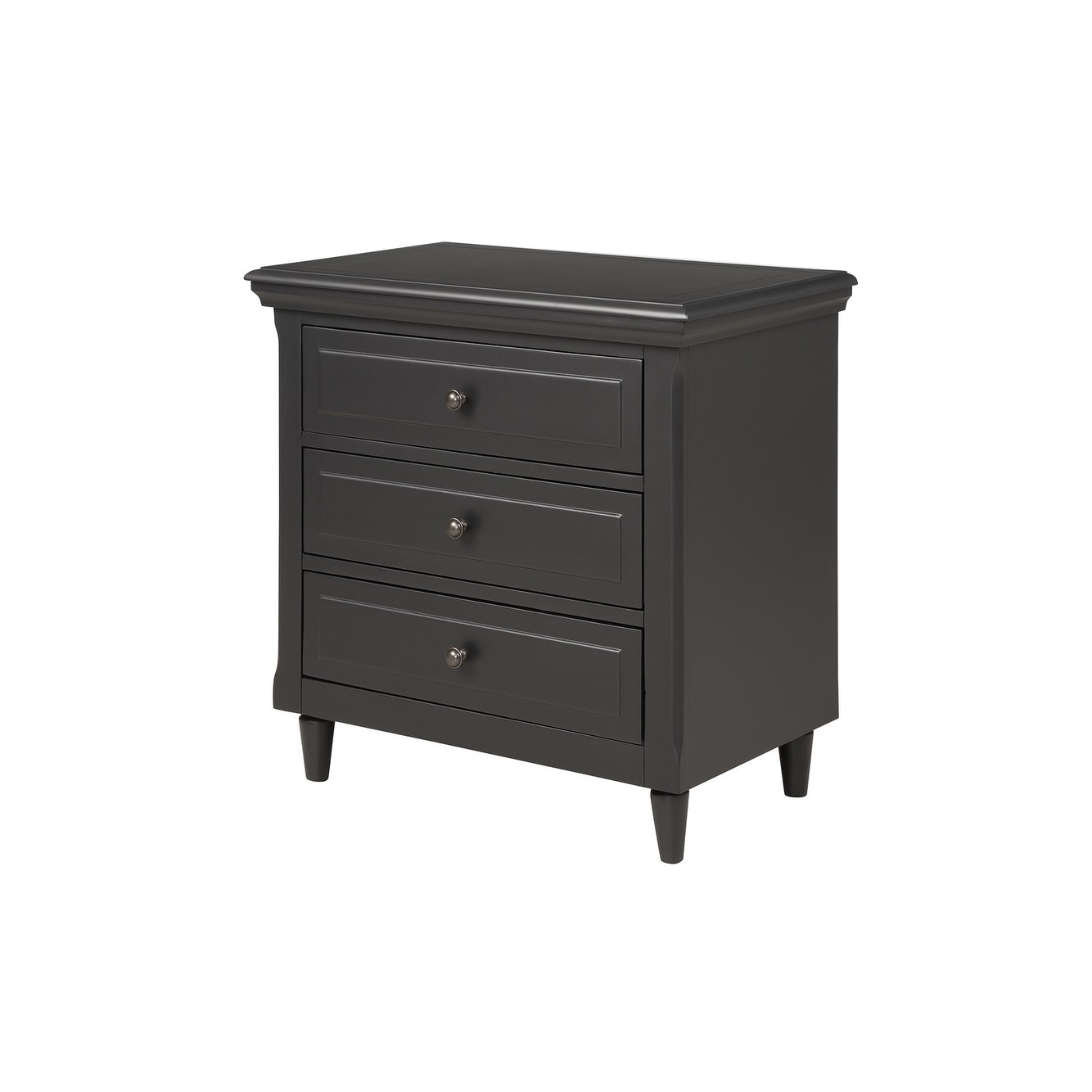 Black 3-Drawer Wood Nightstand for Bedroom & Living Room