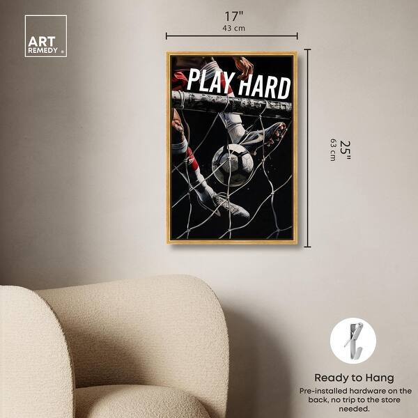 dimension image slide 20 of 24, Play Hard Soccer Canvas Mancave Art by Art Remedy