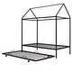 preview thumbnail 5 of 7, Black Metal House Bed with Trundle for Kids