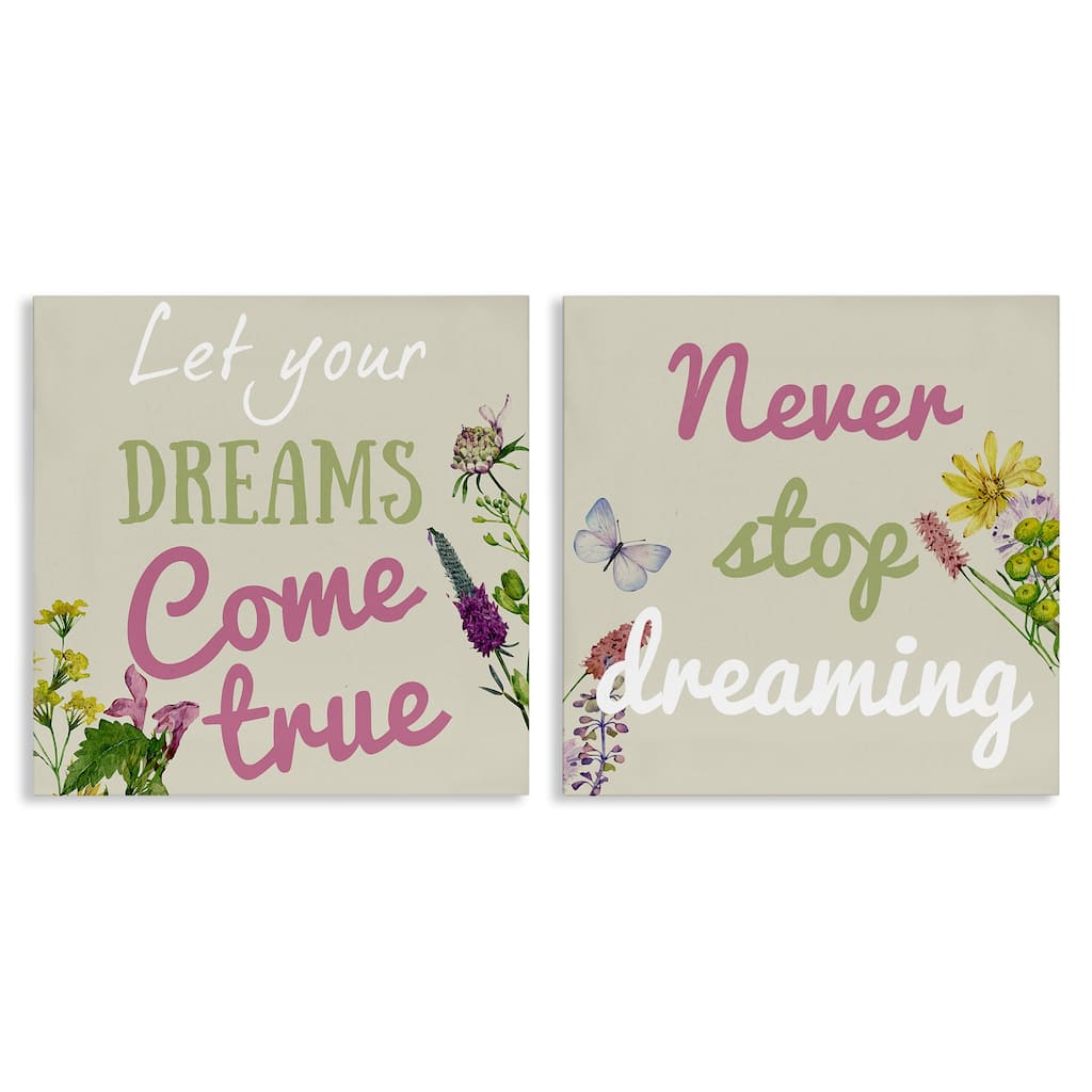 Stupell Motivational Dream Sentiments Canvas Wall Art Design By Kim Allen (Set of 2)