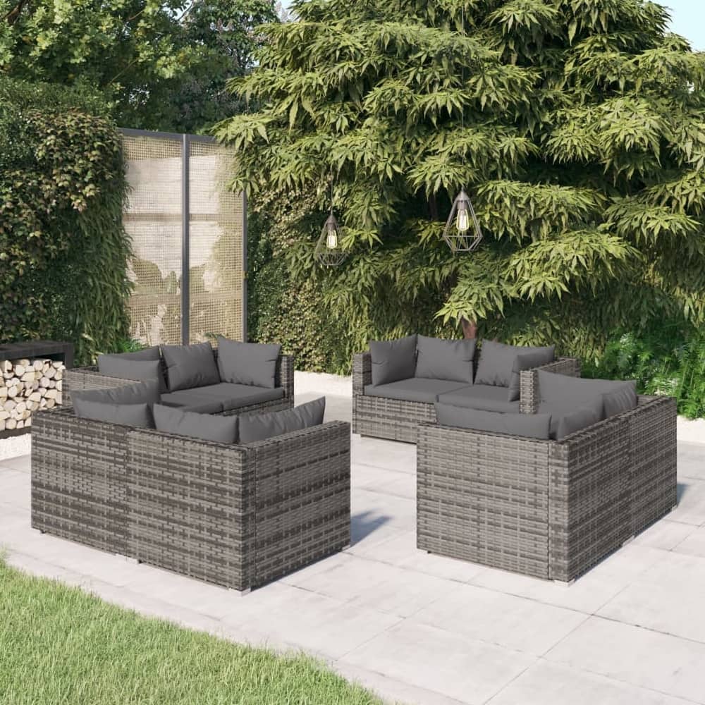 vidaXL Patio Lounge Set Outdoor Sectional Sofa Set Table Garden Poly Rattan - 27.6" x 27.6" x 23.8"