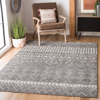 SAFAVIEH Tulum Giorgina Rustic Moroccan Boho Tribal Rug - Grey/Ivory - 4' x 6'