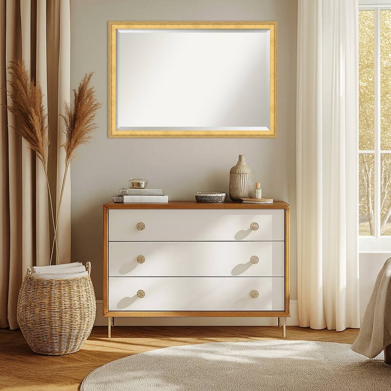 Owen Gold Beveled Wood Framed Wall Mirror - Owen Gold