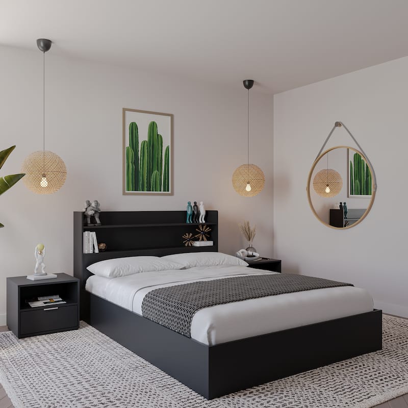 Hunter Platform Bed With Headboard And 2 Nightstands
