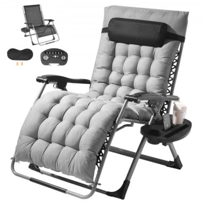 33 Inch Zero Gravity Recliner Lounge Chair with Steel Tube Frame and Thick Cushioned Pad - 34.05 x 32.48 x 43.7 in